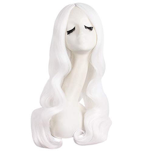 MapofBeauty 70cm/28 Pouce Longue Wavy Cheveux Cosplay Perruques (Blanc)