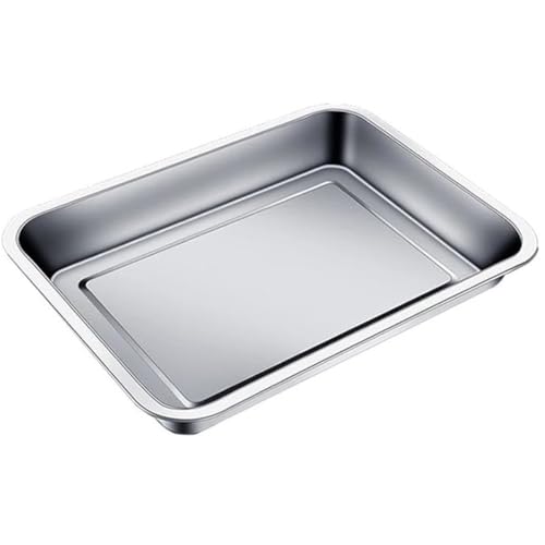 Teglia da forno 32 × 22 cm (misura reale 31,5 × 21,5 × 4,8 cm) in acciaio inox 304/430, bordo rinforzato, lavabile in lavastoviglie - LooKtheChange