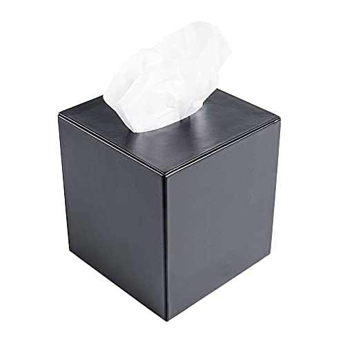 Dacasso Leather Tissue Box Cover, Classic Black (A1037)