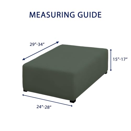 Image of PureFit Super Stretch Form Fit Ottoman Cover Rectangle - Ottoman Slipcovers for Foot Stool Cover & Folding Storage Slipcover for Living Room with Nonslip Elastic Bottom (Medium-L, Grayish Green)