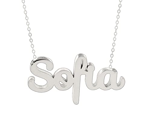 Only faith Collar para mujer con nombre personalizado Acero inoxidable con caja de regalo original Cadena colgante joya personalizada especial para amigas, novios (Sofia -Plateado)