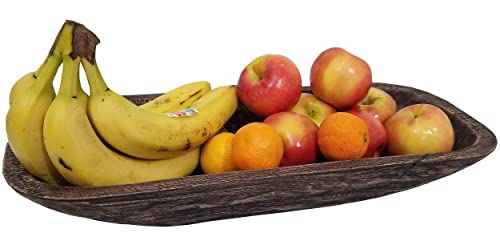 Bndplus Wooden Dough Bowl Antique Walnut Reddish Brown Vintage, Wood Long Dough Bowl Large, Wooden Dough Bowls, Centerpiece Wood Bowl L19 X W8 X H3 Inch #TOP7