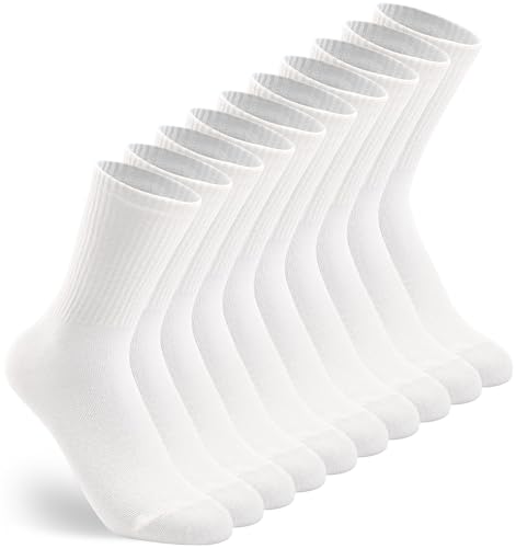 5-8 Pairs Womens Casual Calf Crew Socks Cotton Comfortable and Lightweight Socks for Women Size 5-10
