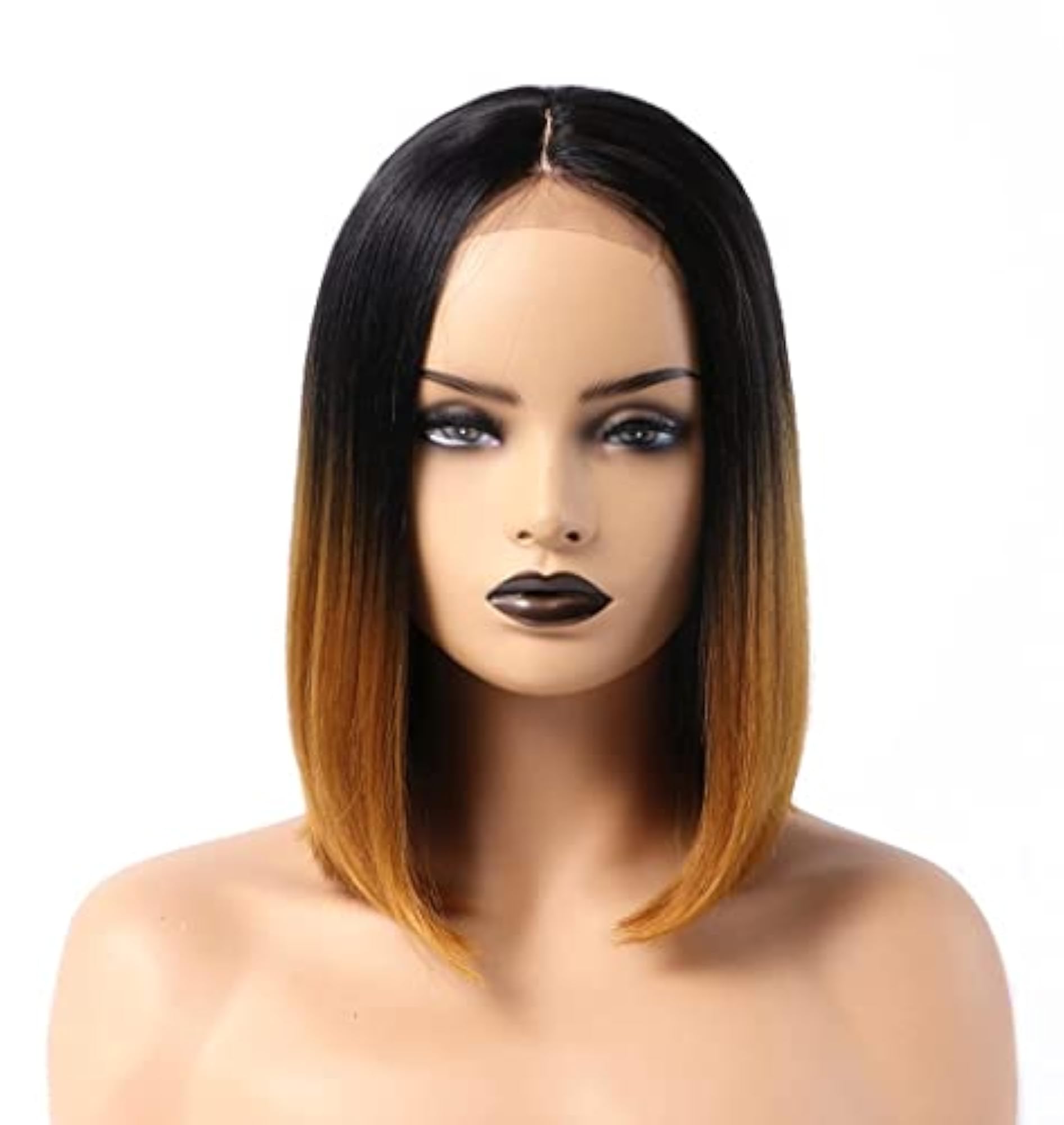 Women's Matte Finish Short Bob Wig, Brown Ombre Style