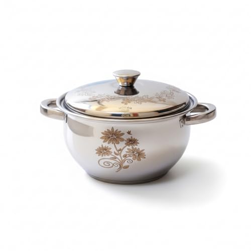 Image of MOHAM Stainless Steel Donga Set, Handi Set, Serving Set with Laser Design|Gift for Mom, Gift Item, Gift Set|Kitchen Essential|(Pack of 1) - 2000ML