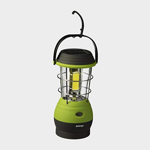 Vango Lunar 250 Eco Rechargeable Camping Lantern with Solar Panels, USB Cable, Warm Effect LG LEDs, 250 Lumens Camping Light, Foldable Handle Ideal for Fishing, Hiking, Inside Tents