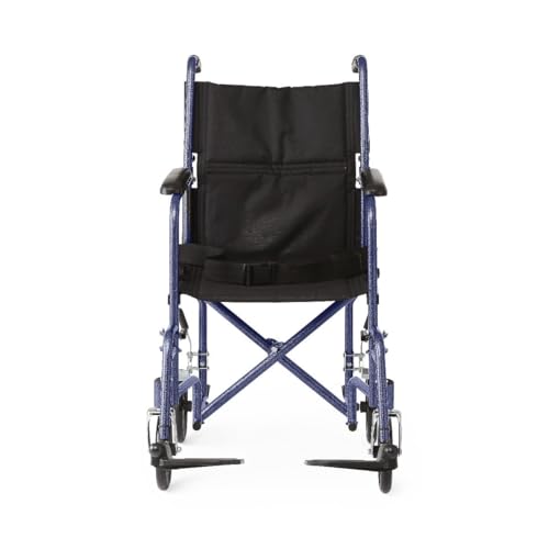 Medline Steel Transport Chair, Folding Transport Wheelchair, Removable Swing-Away Footrests,