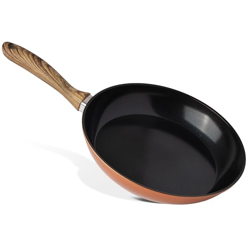 nuovva Non Stick Frying Pan - Induction Frying pan nonstick - Kitchen Chefs Pan Cookware - Copper, 20cm