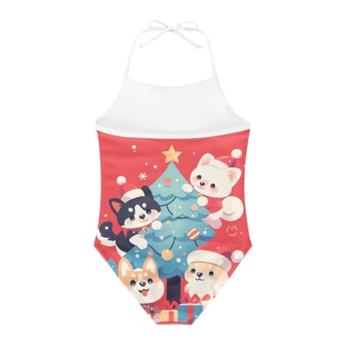 Christmas Girls One-Piece Swimsuits Beach Halter Swimwear Bathing Suit for 3-10 Years2