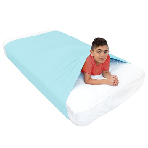 KWEPZEY Sensory Bed Sheet for Deep Pressure Therapy – Spandex Bed Sheet – Sensory Compression Blanket for ADHD, Autism – Breathable & Hypoallergenic, Turquoise, Queen Size