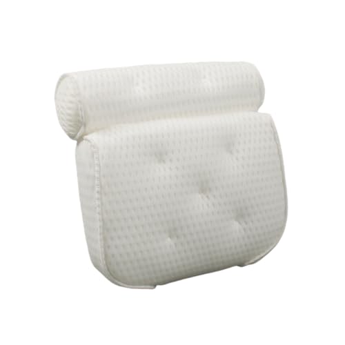 SHERCHPRY Bathing Pillow for Bathtub Mesh Suction Cup Neck and Head Rest Pillow Spa Bath Accessories Soft and Comfortable Tub Pillow for Relaxation White