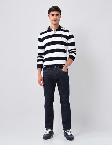 Image of U.S.Polo Association Men's Horizontal Striped Regular Fit Polo Shirt (USTSH3206 White XL)