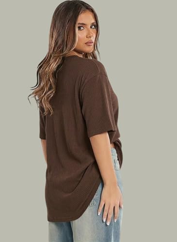 Image of RodZen Oversized Fit Half Sleeves Round Neck Textured Polycotton T-Shirt for Women /Girls (Pack of 2)