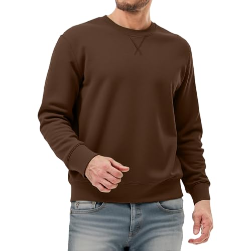 Generisch Sudaderas de forro polar de cuello redondo para hombre, sudadera con forro cálido, camiseta básica de manga larga, holgada, cómoda, sin tapa, sudadera con capucha para invierno, para hombre