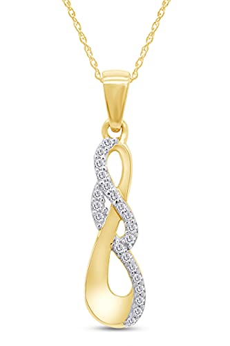 Affy 1/4 Carat White Natural Diamond Infinity Earrings Set And Pendant Necklace In 14K Yellow Gold Over Sterling Silver For Women (Clarity : I2-I3, Color : I-J, 0.25 Cttw) With 18" Chain #TOP1