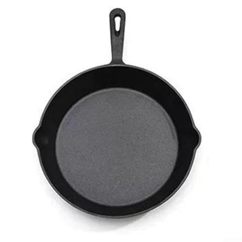 Yuanpgky Padella in ghisa per cucinare all'aperto, 26 x 26 x 5 cm, pentola nera per barbecue con distribuzione uniforme del calore per brasare, cuocere e friggere sul piano cottura o a fiamma libera