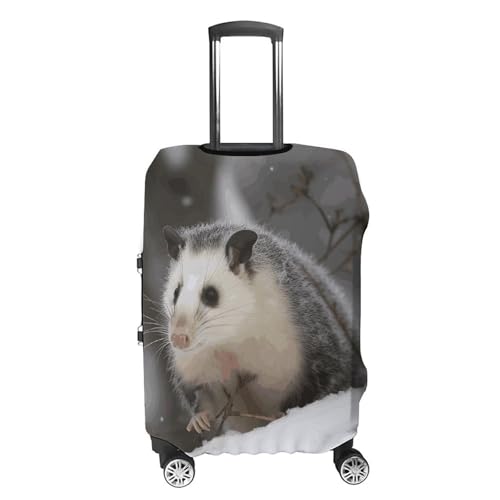 Opossum In Snow Printed Luggage Cover Protector, Fits 18-32 Inch Luggage4