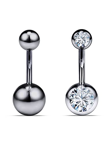 Vsnnsns 14G G23 Titanium Belly Button Rings 14G Cz Belly Navel Rings 10Mm Belly Bars Belly Button Rings Body Piercing Jewelry For Women Men #TOP16