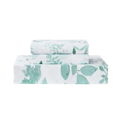 Vaulia Soft Microfiber Floral Duvet Cover Queen Size, Green Chic Botanical Print Pattern, Lightweight and Breathable Design, 3-Piece Set (1 Duvet Cover 2 Pillow Shams)
