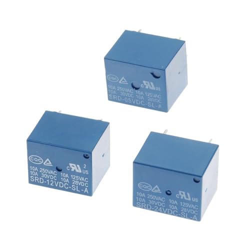 AANAN Relais SRD-03VDC-SL-A SRD-05VDC-SL-A SRD-06VDC-SL-A SRD-09VDC-SL-A SRD-12VDC-SL-A 3V 5V 6V 9V 12V 24V 48V 10A 250VAC 4 broches, 5 pièces(SRD-24VDC-SL-A 4Pin)