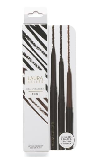 Laura Geller Gel Eyeliner 3 Piece Trio: 2 Black & 1 Brown, 0.012 oz each