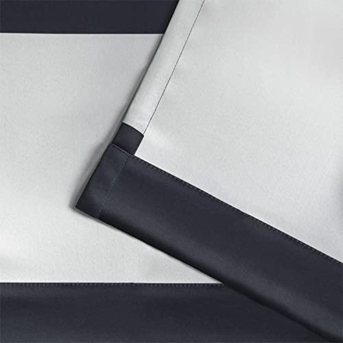 Exclusive Home Curtains Sateen Rugby Striped Kids Twill Woven Room Darkening Blackout Grommet Top Curtain Panel Pair, 52"X84", Navy #TOP3