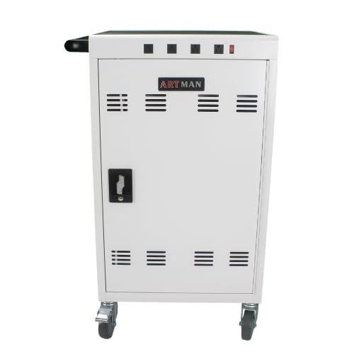 Mobile Charging Cart with Brake Wheels,35 Device Charging Cabinet,4 Three-Socket Charging Ports,Laptop and Mobile Device Organizer,Tablet,Laptop