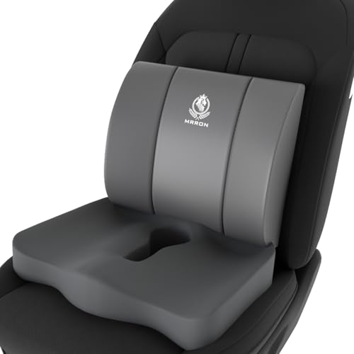 Image of MRRON Car Comfort Combo | Memory Foam Backrest & Wedge Seat Cushion Combo of 2 | Orthopedic Support for Back, Tailbone, Sciatica | Ergonomic Comfort for Car, Office| Posture Correction | Universal Fit