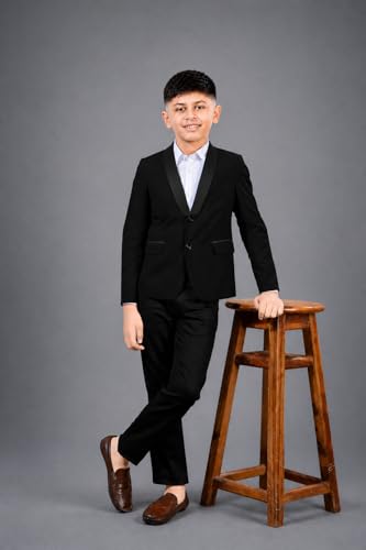 Image of SaintX Boys Premium Tuxedo Blazer (1 to 14 Years) | Prince Charming Formal Wear Collection for Kids & Boys | Fully Lined | Shawl Collar | Slim Fit | Royale Luxury Wear
