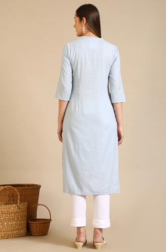 Image of Aurelia Women's Embroidered Cotton Lurex Straight Kurta