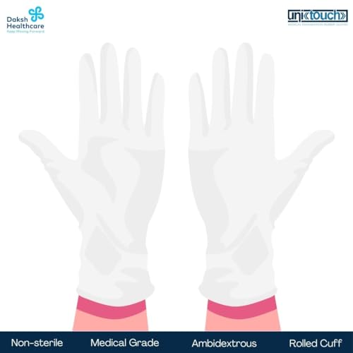 Unitouch Latex Powdered Examination Gloves White (L, 20)