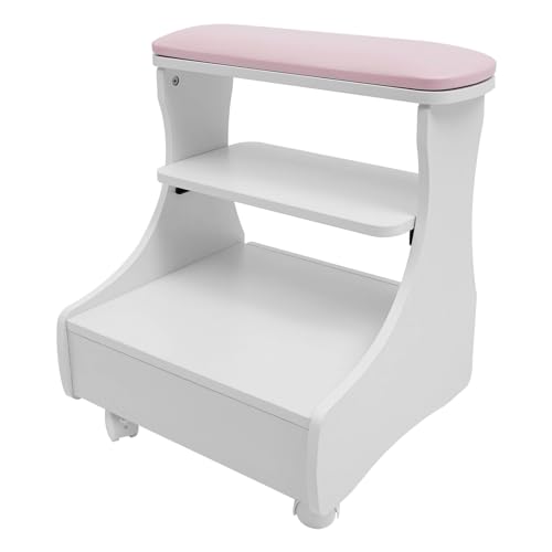Carrito para pedicure con reposapiés y ruedas portátil rosa miniatura 1