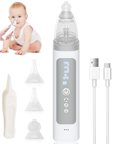 Aspirateur nasal pour bébé électrique 3 niveaux d'aspiration, aspirateur nasal pour enfants aspire du mucus pour...