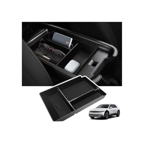 Upgrade Center Console Organizer for Hyundai Ioniq 5 2022-2025 2026 Ioniq 5 Storage Accessories with Non-Slip Liner Hyundai Ioniq 5 Center Console Organizer |Easy to Install||Keep Things Organized|