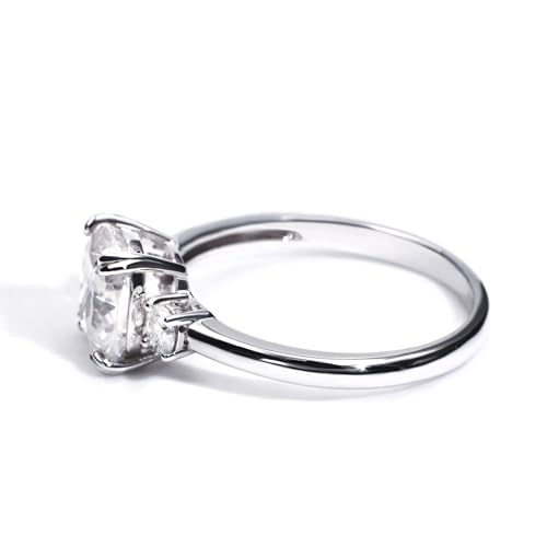 TIANYU Cushion Cut 1.5ct DF VVS Moissanite 18K White Gold Plated Sterling Silver 3 Stone Design Engagement Rings for Women2