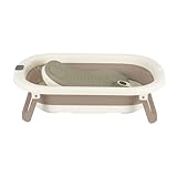 Baignoire Pliable pour Bébé avec Coussin Antidérapant – Design Portable pour la Maison et les Voyages   Benoire pour Bébé à Bain   Baignoire Pliante BB Facile à Nettoyer B 43 * 71 * 18,5 cm (kaki)