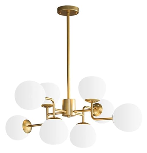 Chandelier globe sputnik doré à 4 lampes en verre pour salon