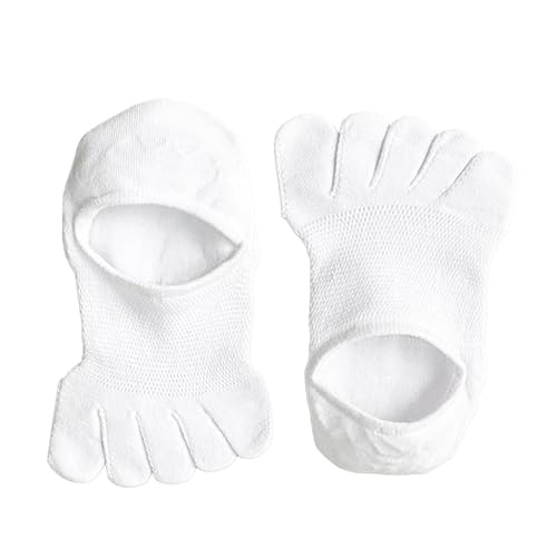 Colaxi Five Finger Socks Non Slip Cotton Ankle Toe Socks for Running Home Casual Adults, White