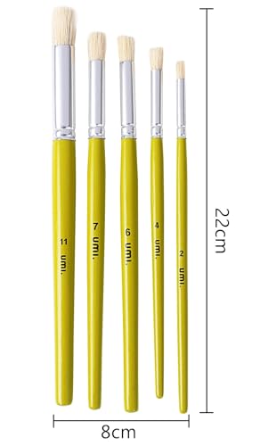 Image of Amazon Brand - Umi 5 Pcs Wooden Stencil Brushes in Hard White Hair for Acrylic Oil Art Painting Stencil Project DIY Crafts