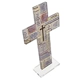 SOIMISS Inspirierendes Acryl Tischkreuz mit Motivationszitaten Mitteldickes Kreuzdekor für Zuhause und Büro Bruchfestes Motivationskreuz als Geschenk und Wanddeko