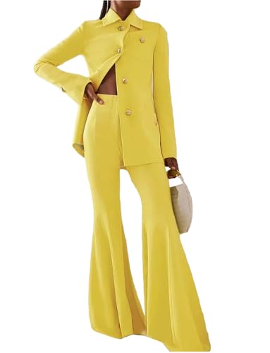 Women's Single Breasted Suit Casual Daily Two Pieces Jacket Pants for Homecoming Uniform