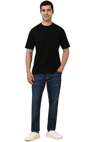 Image of Allen Solly Men's Cotton T-Shirt | Drop Shoulder | Back Print | Regular Fit | Casual Streetwear Style