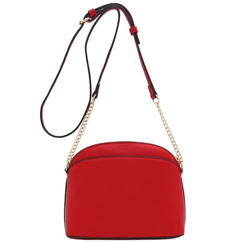 Image of FashionPuzzle Faux Leather Small Dome Crossbody Bag with Chain Strap