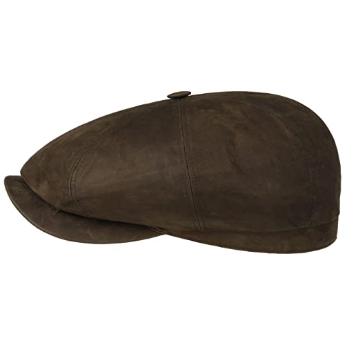 Stetson Hatteras Oily Goat Flat Cap Men Dark Brown 7 1/8
