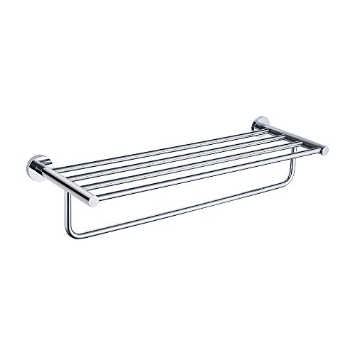 GRIFEMA IBIZA-G30124 Barre Porte Serviette et Tablette (60CM), Étagère Murale pour Salle de Bain, Laiton/Chrome