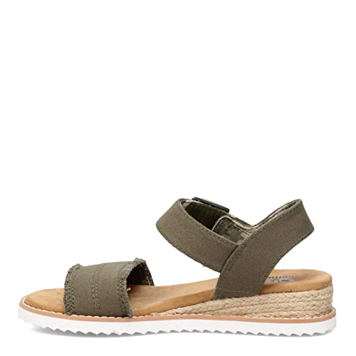 Skechers Women's Desert Kiss - Frayed Sandal, olive green, 9.5 US