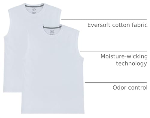 Image of Fruit of the Loom Men's Eversoft Cotton Sleeveless T Shirts, Breathable & Moisture Wicking with Odor Control, Sizes S-4X