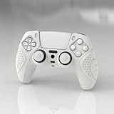 eXtremeRate PlayVital Guardian Edition White Ergonomic Soft Anti-slip Controller Silicone Case Cover for ps5, Rubber Protector Skins with White Joystick Caps for ps5 Controller - Image 3