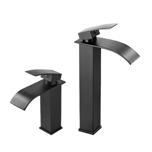 Robinet de lavabo cascade noir mat mitigeur moderne design épuré chic - 3