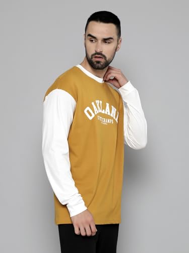 Image of Maniac Mens Printed Round Neck Full Sleeve Cotton Oversized T-Shirt